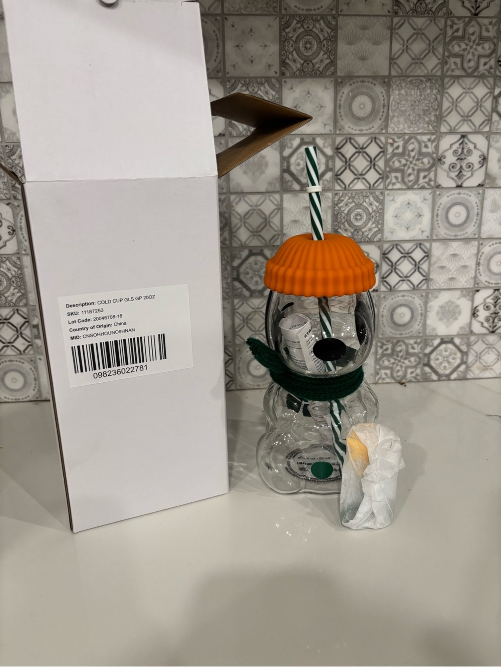 Starbucks Snoopy Glass cup limited edition - Picture 2 of 6